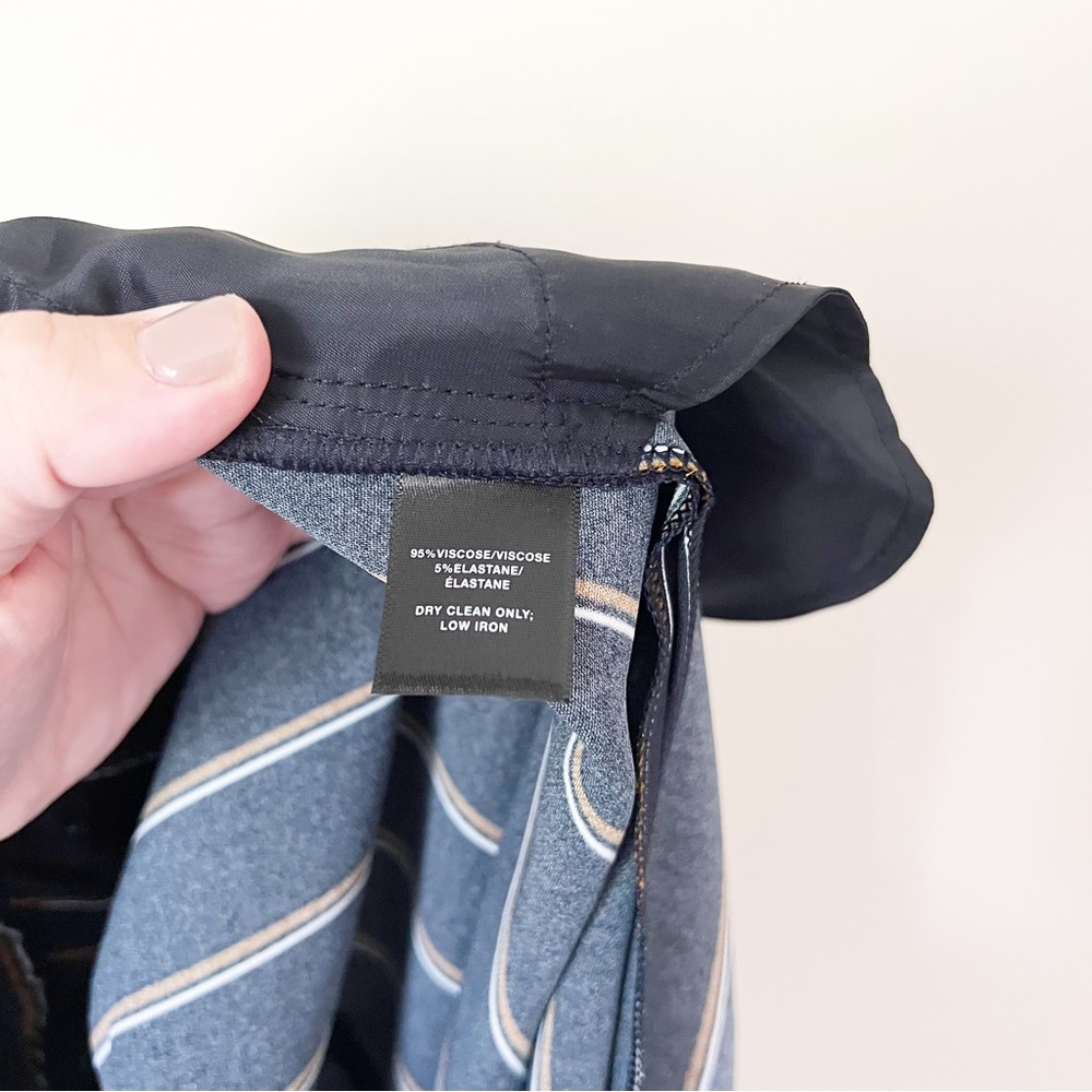 Lafayette 148 New York Hester Striped Wide-Leg Trouser Pant Navy Blue M - Picture 10 of 13